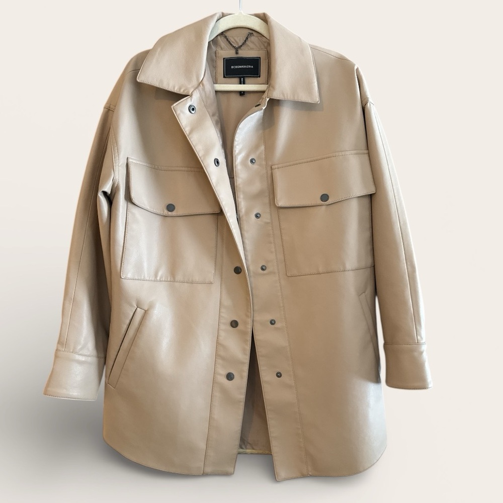 BCBGMaxAzria Tan Faux Leather Jacket